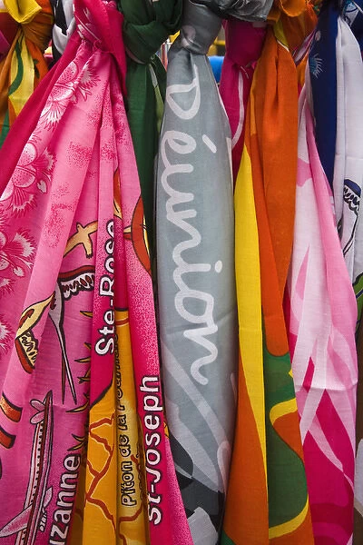 France, Reunion Island, St-Paul, Seafront Market, Reunion-made scarves