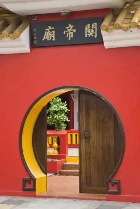 Framed Print : France, Reunion Island, St-Pierre, Chinese temple doorway Framed Print : France, Reunion Island, St-Pierre, Chinese temple doorway