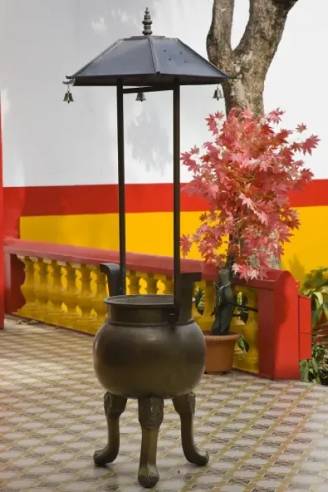 Framed Print : France, Reunion Island, St-Pierre, Chinese temple tripod Framed Print : France, Reunion Island, St-Pierre, Chinese temple tripod