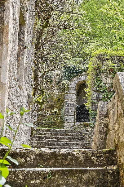 France, Saint-Cirq Lapopie. Stairway in the village
