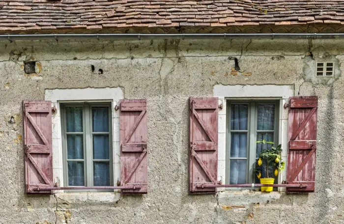 Framed Print : France, Saint-Cirq Lapopie. Windows and shutters Framed Print : France, Saint-Cirq Lapopie. Windows and shutters