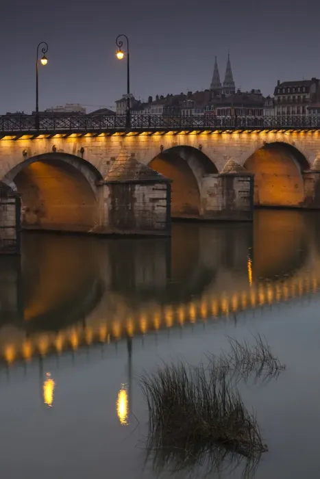 Framed Print : France, Saone-et-Loire Department, Burgundy Region, Maconnais Area, Macon, Pont St-Laurent bridge