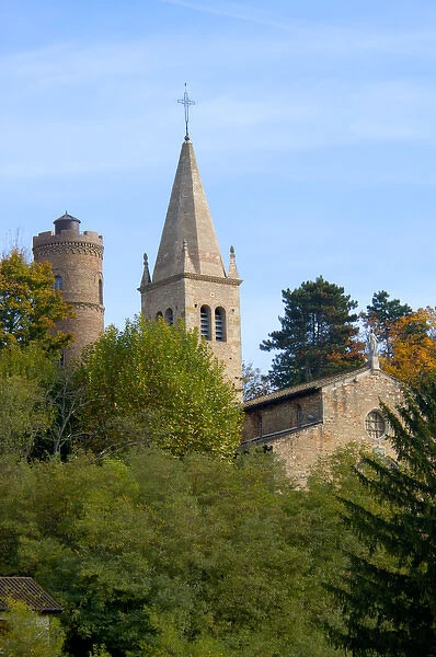 France, Saone River, church near Macon
