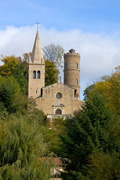 France, Saone River, church near Macon