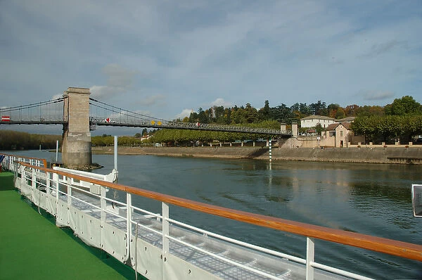 03. France, Saone River, riverboat going under bridge