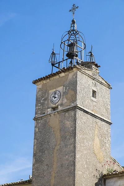 France, Southern France, Provence, Luberon, Menerbes. Clock Tower, bell of church