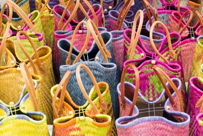 Framed Print : France, Southern France, St. Remy. Baskets for sale at village street market