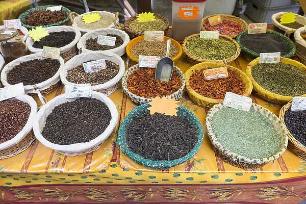 France, Southern France, St. Remy. Spices for sale at the street market