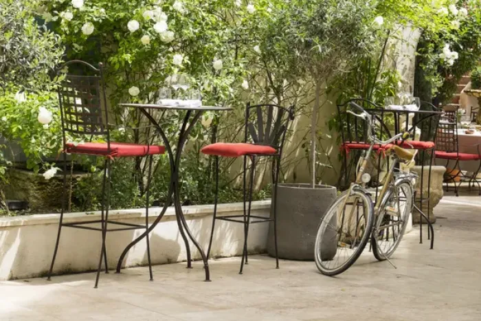 Framed Print : France, Southern France, St. Remy. sidewalk cafes