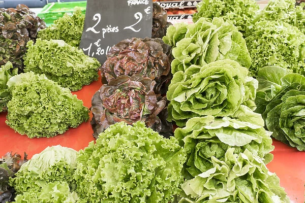 France, Southern France, St. Remy. Street market. Lettuce