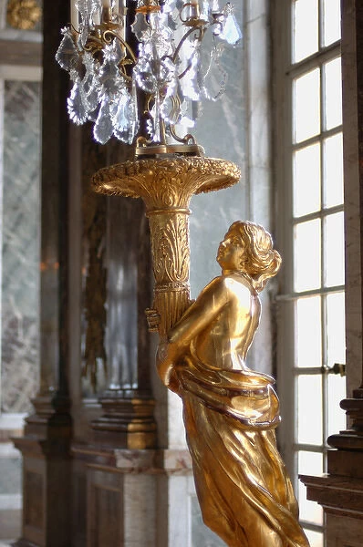 03. France, Versailles, Hall of Mirrors gold statue
