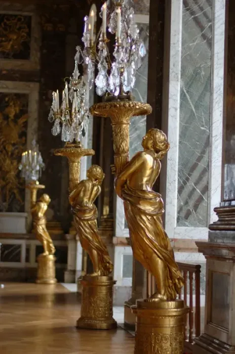 Framed Print : 03. France, Versailles, Hall of Mirrors gold statues