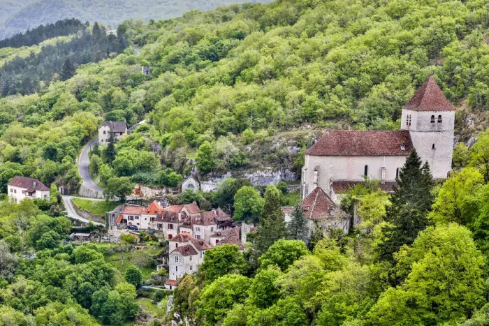 Framed Print : France, view of Saint-Cirq Lapopie over the River Lot