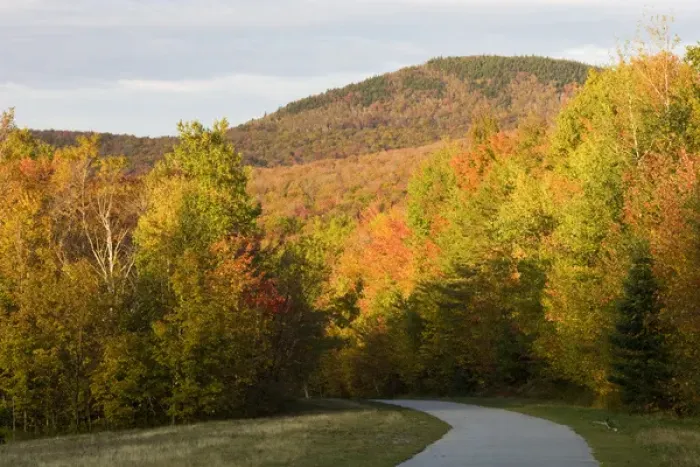 Framed Print : Franconia Notch Bike Path in New Hampshires White Mountains