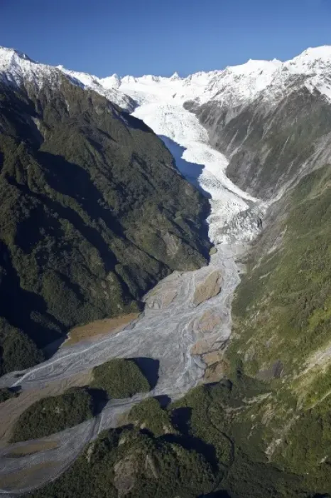 Framed Print : Franz Josef Glacier, West Coast, South Island, New Zealand - aerial
