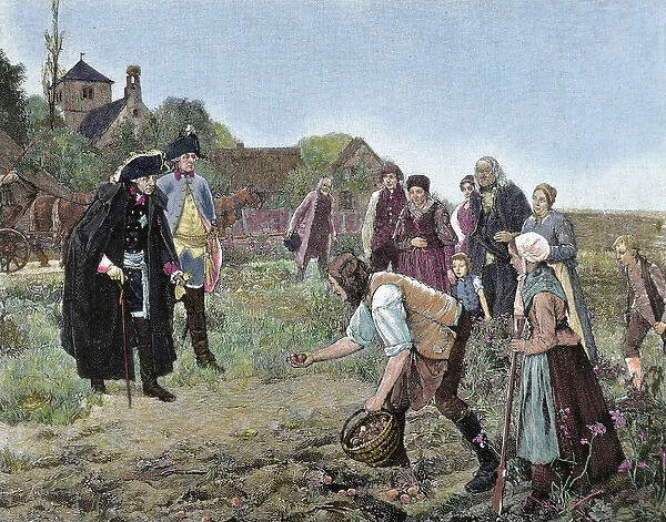 Frederick the Great (1712-1786), King of Prussia (1740-1786), visiting farmers as