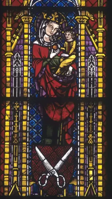 Framed Print : Freiburg Cathedral. Tailors Guild window. Copyright: aA Collection Framed Print : Freiburg Cathedral. Tailors Guild window. Copyright: aA Collection