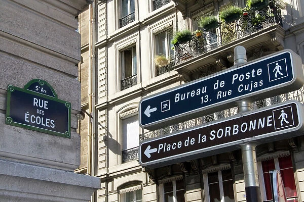 French language street signs in the Latin Quarter of Paris, France
