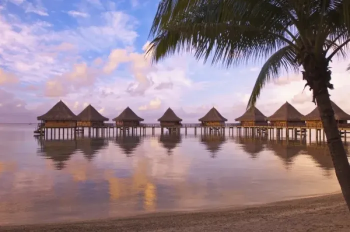 Framed Print : French Polynesia, Rangiroa. Sunset at the the Kia Ora Resort Framed Print : French Polynesia, Rangiroa. Sunset at the the Kia Ora Resort