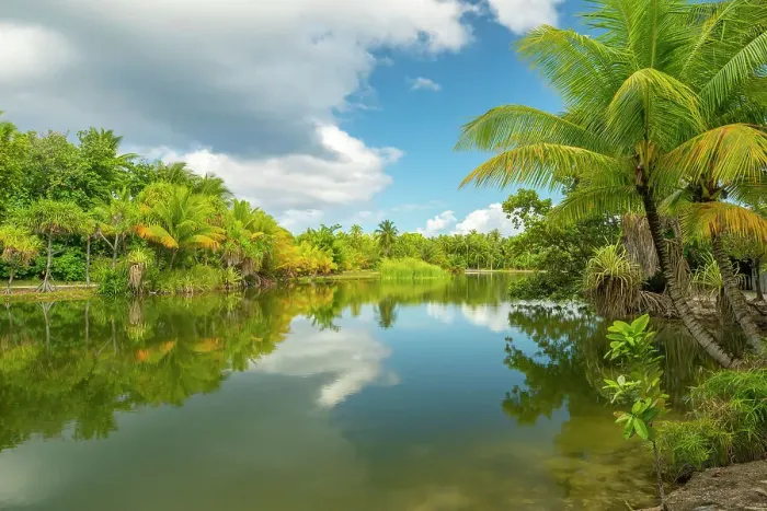 Framed Print : French Polynesia, Taha'a. Tropical jungle reflects in lagoon Framed Print : French Polynesia, Taha'a. Tropical jungle reflects in lagoon