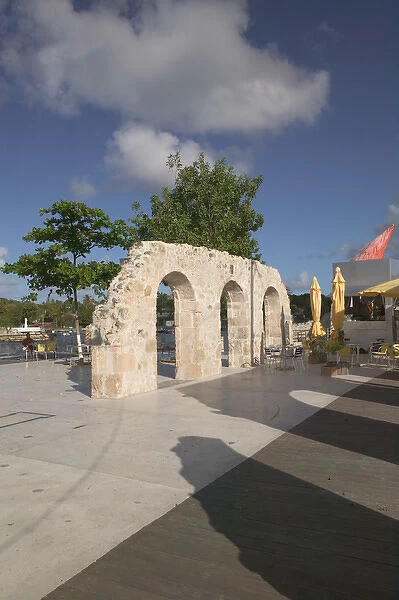FRENCH WEST INDIES (FWI)-Guadaloupe-Grande-Terre-LE MOULE: Beach Side Cafe & Old Ruins