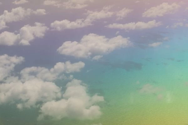 FRENCH WEST INDIES (FWI), Guadaloupe, Caribbean: Clouds & Rainbow Colored Water