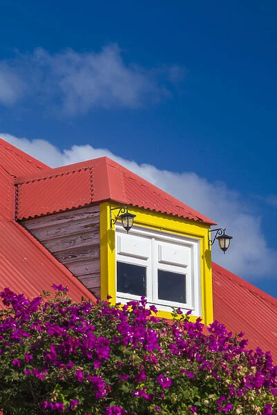 French West Indies, St-Barthelemy. Gustavia, red roof