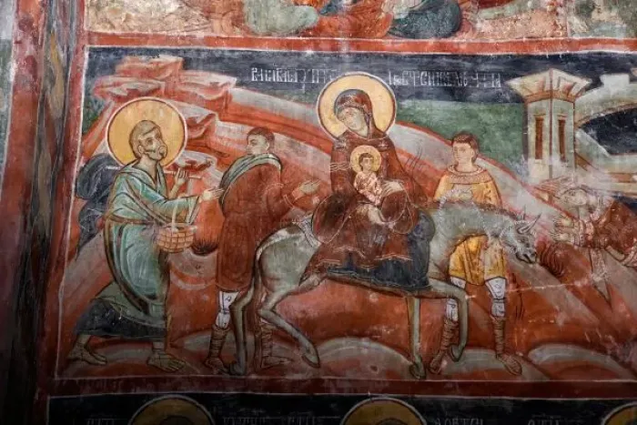 Framed Print : Frescoes from the 14th Century Serbian Church, Sveti Jovan. - May not be used in