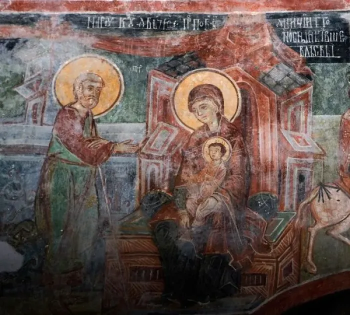 Framed Print : Frescoes from the 14th Century Serbian Church, Sveti Jovan. - May not be used in