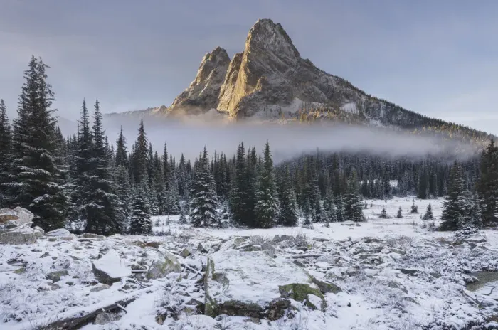 Framed Print : Fresh autumn snow on Liberty Bell Mountain and meadows of Washington State Pass Framed Print : Fresh autumn snow on Liberty Bell Mountain and meadows of Washington State Pass