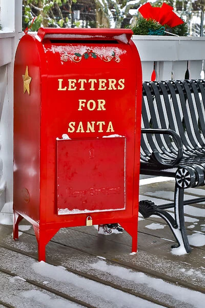 Fresh snow on red mailbox for letters to Santa For sale as Framed Prints,  Photos, Wall Art and Photo Gifts