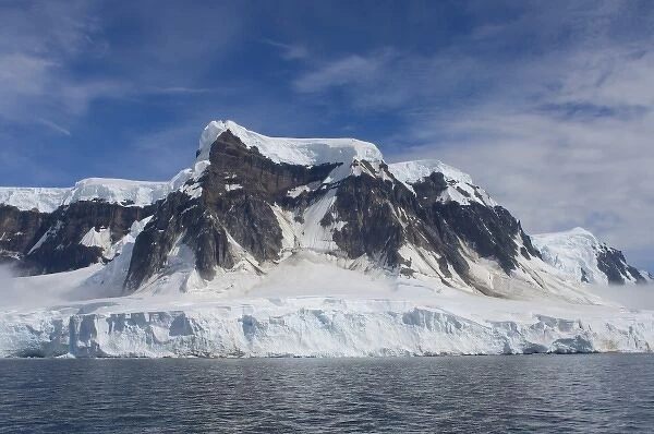 frozen glacial mountain landscape along the western Antarctic peninsula, Antarctica