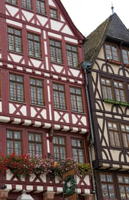 Framed Print : Gabled architecture of Romerberg, Old Town, Frankfurt, Germany
