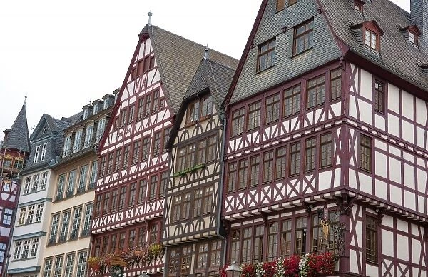 Gabled architecture of Romerberg square, Old Town, Frankfurt, Germany