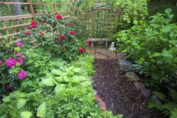 Garden designs and pathway in shade garden - in our Garden Sammamish, Washington