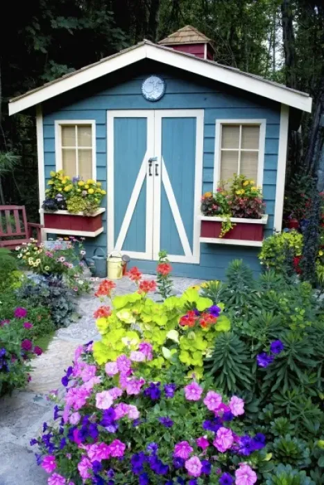 Framed Print : Garden Shed surrounded by flowers in our garden - Sammamish, Washington Framed Print : Garden Shed surrounded by flowers in our garden - Sammamish, Washington