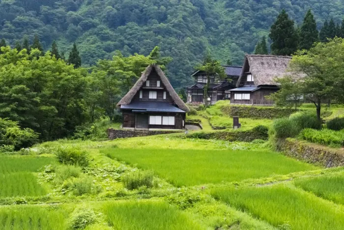Framed Print : Gassho-zukuri houses in the mountain, Ainokura Village, Gokayama, Toyama Prefecture