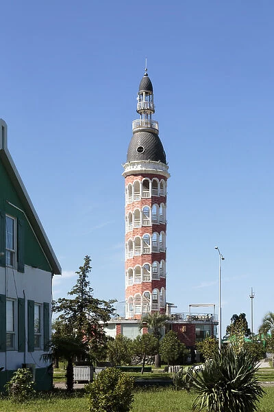 Georgia, Batumi. An interesting architectural tower along the Black Sea coast