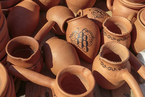 Georgia, Kutaisi. Decorated ceramic pitchers available for sale