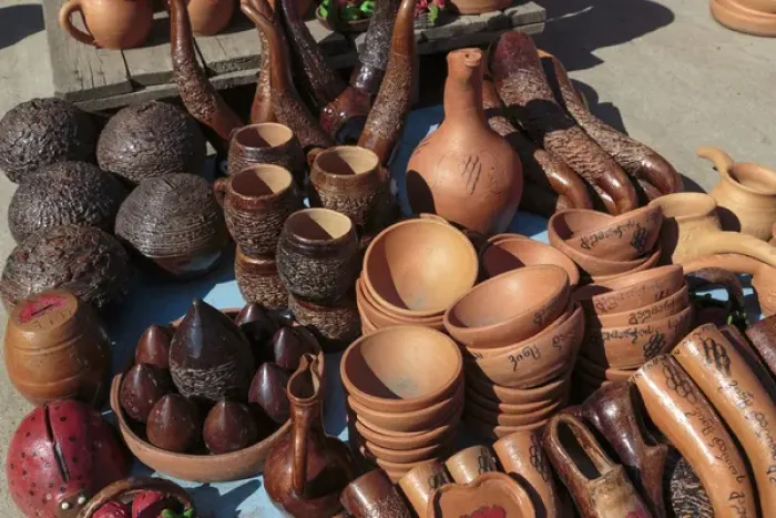 Framed Print : Georgia, Kutaisi. Pots and other ceramic goods for sale