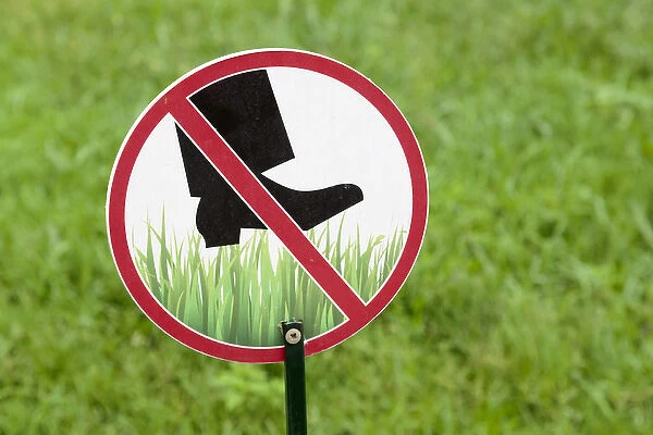 Georgia, Mtskheta. A warning notice to keep off the grass