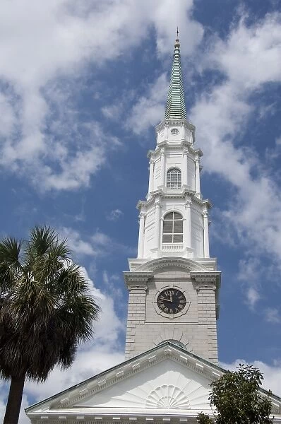 Georgia, Savannah. Historic church steeple