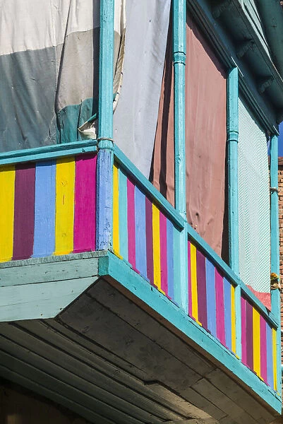 Georgia, Tbilisi. Old Town, colorful balcony detail