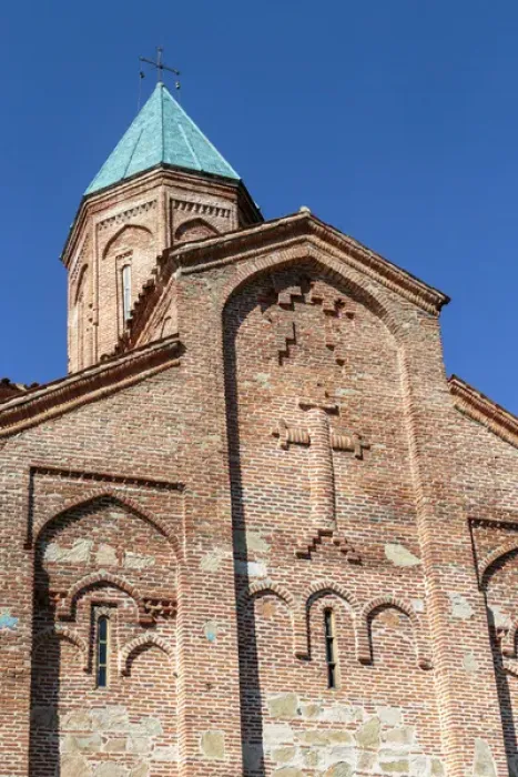 Framed Print : Georgia, Telavi. Looking up at Gremi Monastery