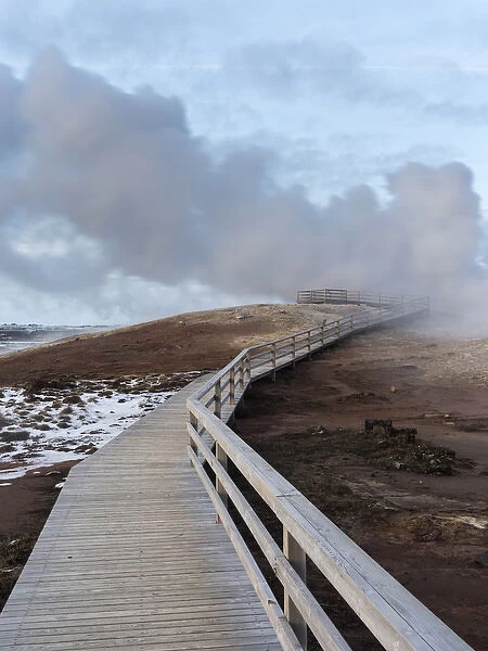 Geothermal area Gunnuhver on Reykjanes peninsula during winter. europe, northern europe