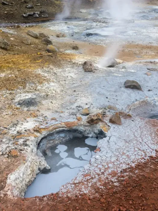 Framed Print : Geothermal area Seltun heated by the vulcano Krysuvik on Reykjanes peninsula during winter