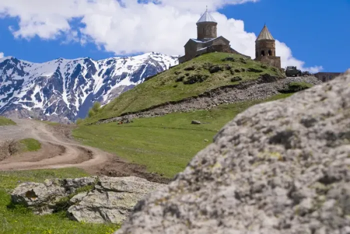 Framed Print : Gergeti Church, near Kazbegi, Georgia