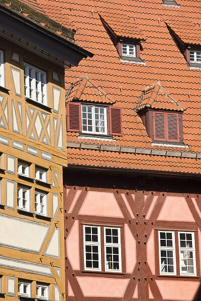 GERMANY, Baden-Wurttemberg, Esslingen Am Neckar. Half timbered buildings on Marktplatz