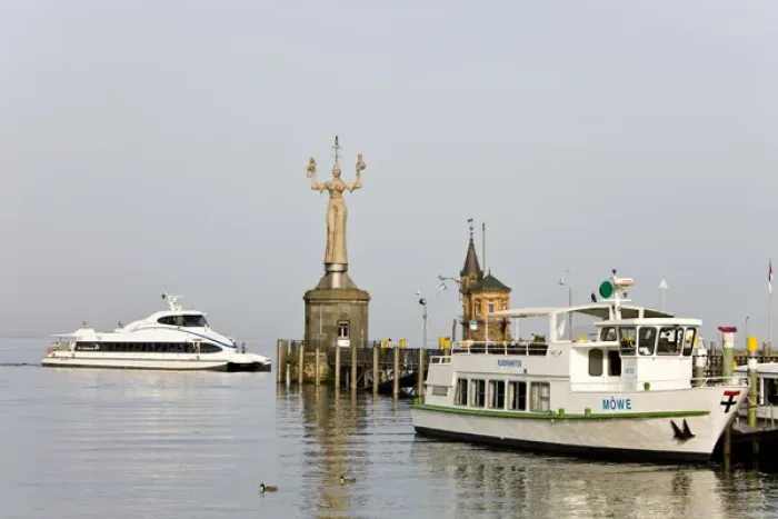 Framed Print : GERMANY, Baden-Wurttemberg, Lake Constance Area, Konstanz. Port view with Imperia statue Framed Print : GERMANY, Baden-Wurttemberg, Lake Constance Area, Konstanz. Port view with Imperia statue