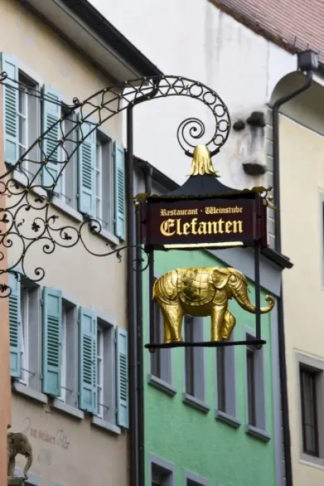 Framed Print : Germany, Baden-Wurttemberg, Lake Constance Area, Konstanz. Sign for Elephant restaurant Framed Print : Germany, Baden-Wurttemberg, Lake Constance Area, Konstanz. Sign for Elephant restaurant